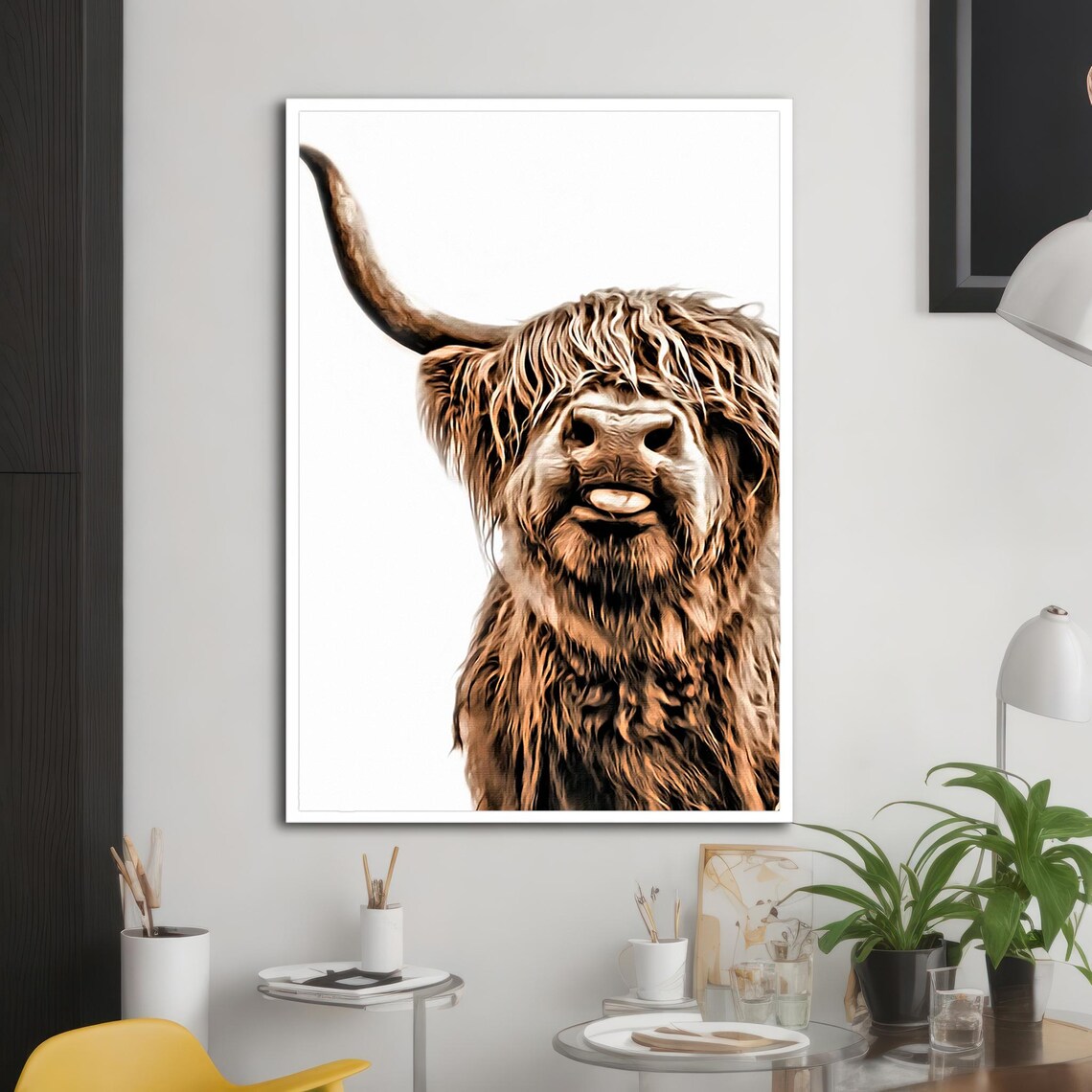 Highland Cow Landscape, Rustic Nordic Decor Poster - Image 2