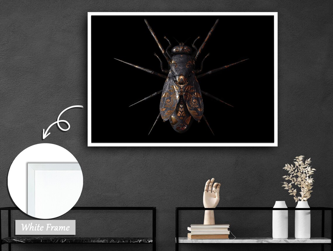 Elegance In Abstraction Copper Patterned Fly Art Print - Image 3