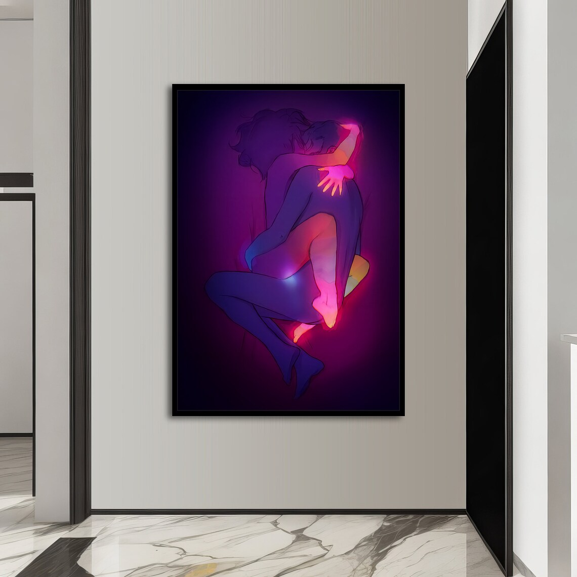 Neon Embrace Passionate Couple, Sensual Decor - Image 4