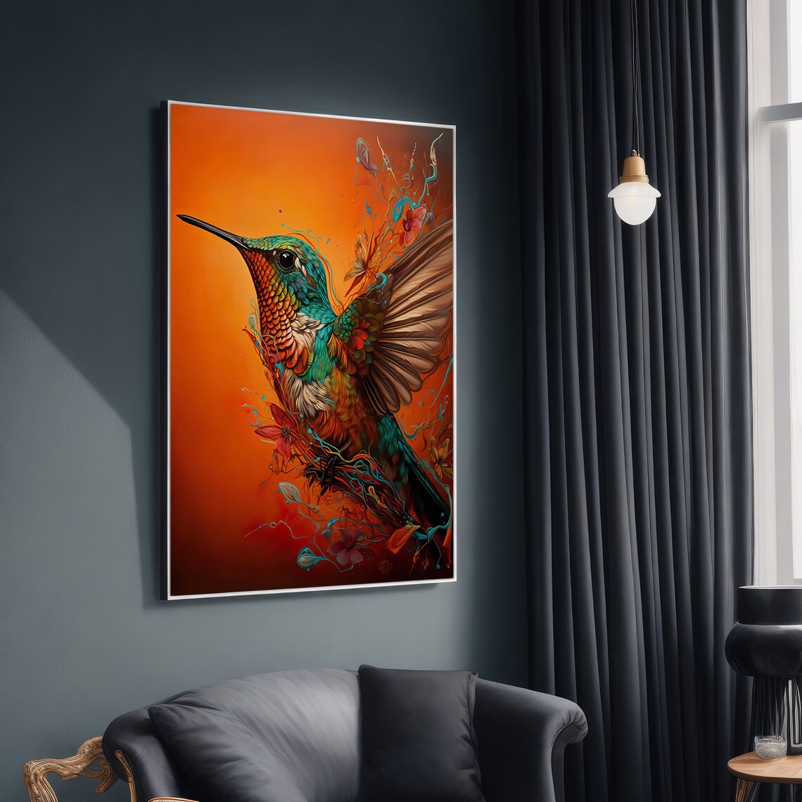 Hummingbird Painting, Gift for Bird Enthusiasts