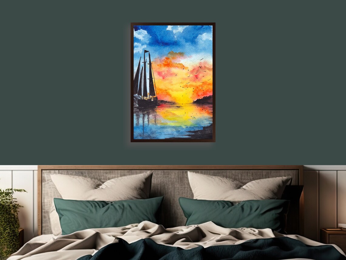 Sailing Into Sunset, Ocean Artwork for Living Room - Image 3