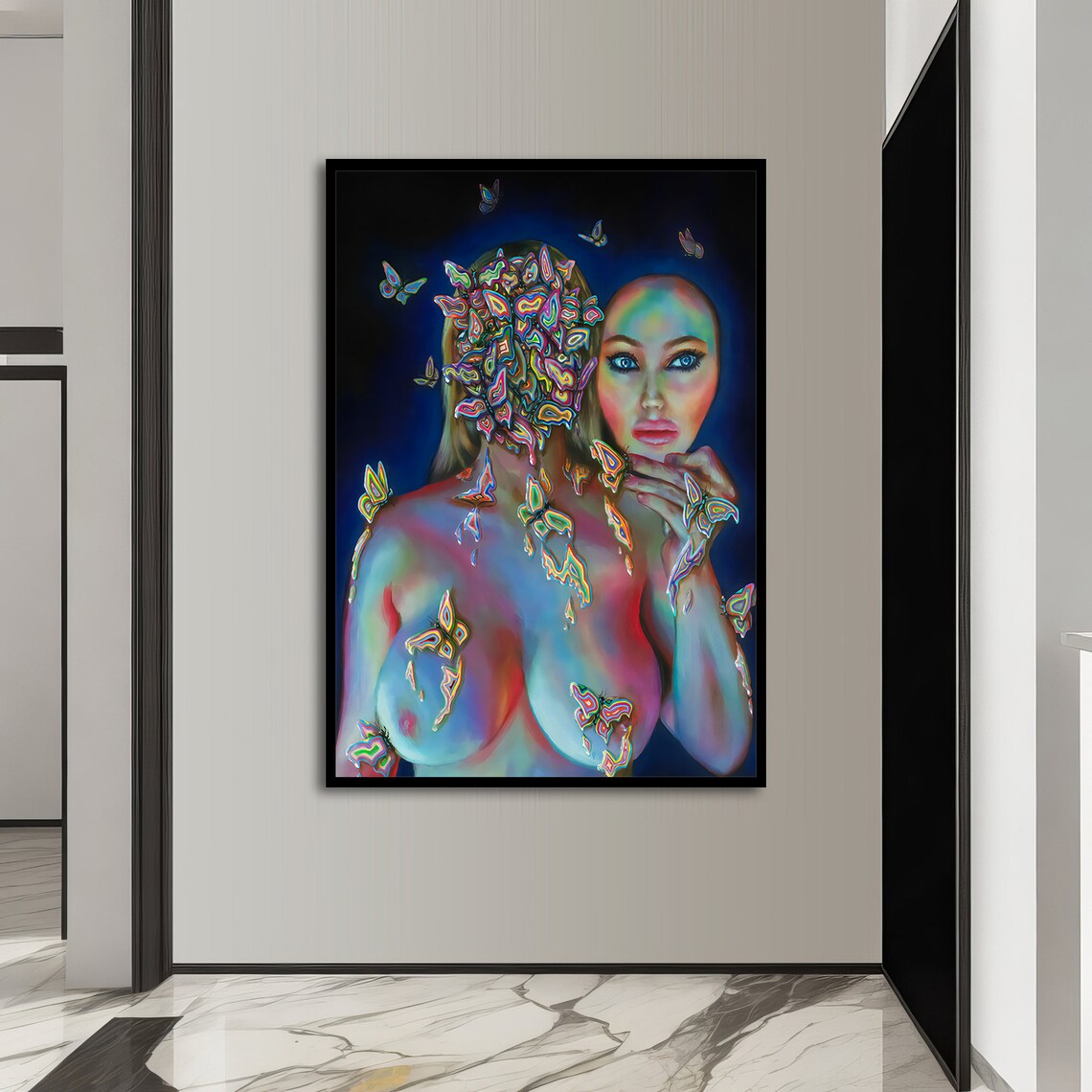 Surreal Nude Woman With Butterflies, Modern Art - Image 4