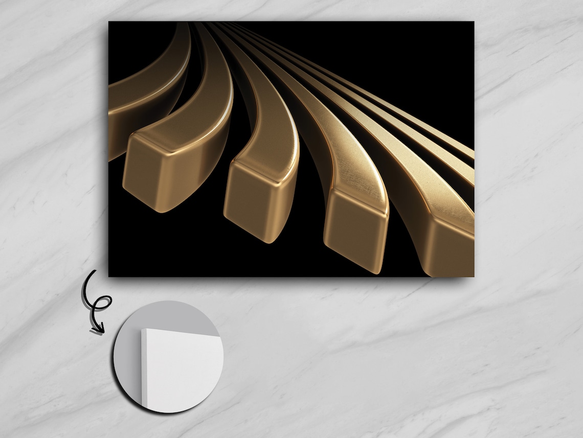 Abstract Gold Blocks Painting, Modern Design - Image 3