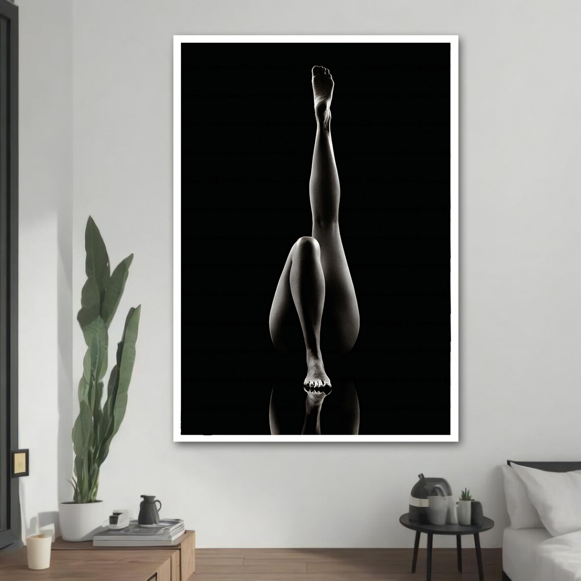 Elegant Nude Legs Silhouette, Sensual Art Print - Image 2