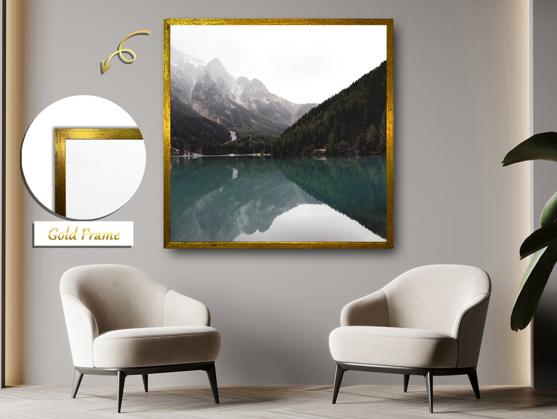 Serenity Amidst Peaks, Mountain Lake Landscape - Image 5