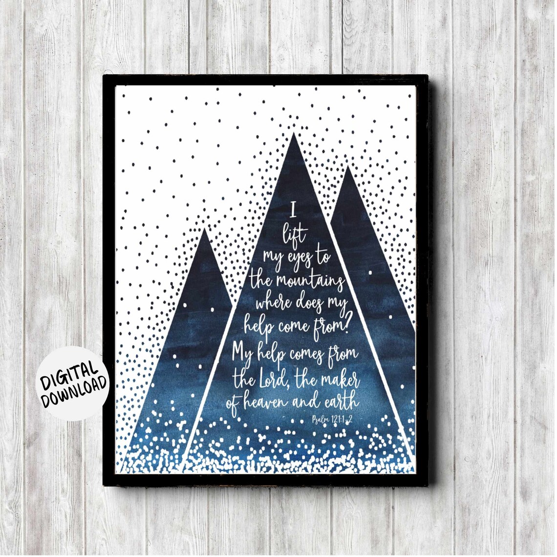 Psalm 121:1 Watercolor Mountains Scripture Art Print