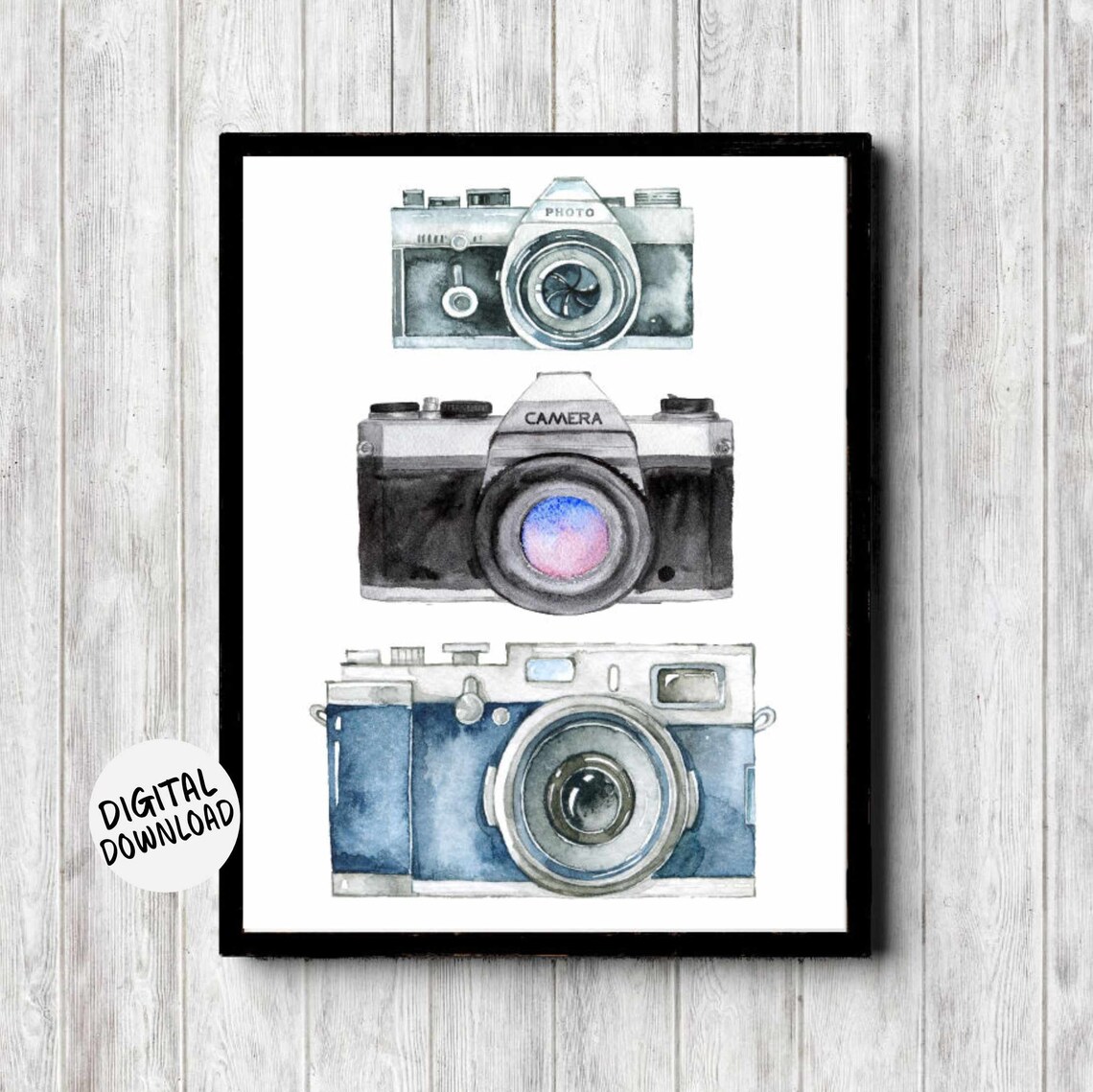Watercolor Camera Art Print, Photographer Gift