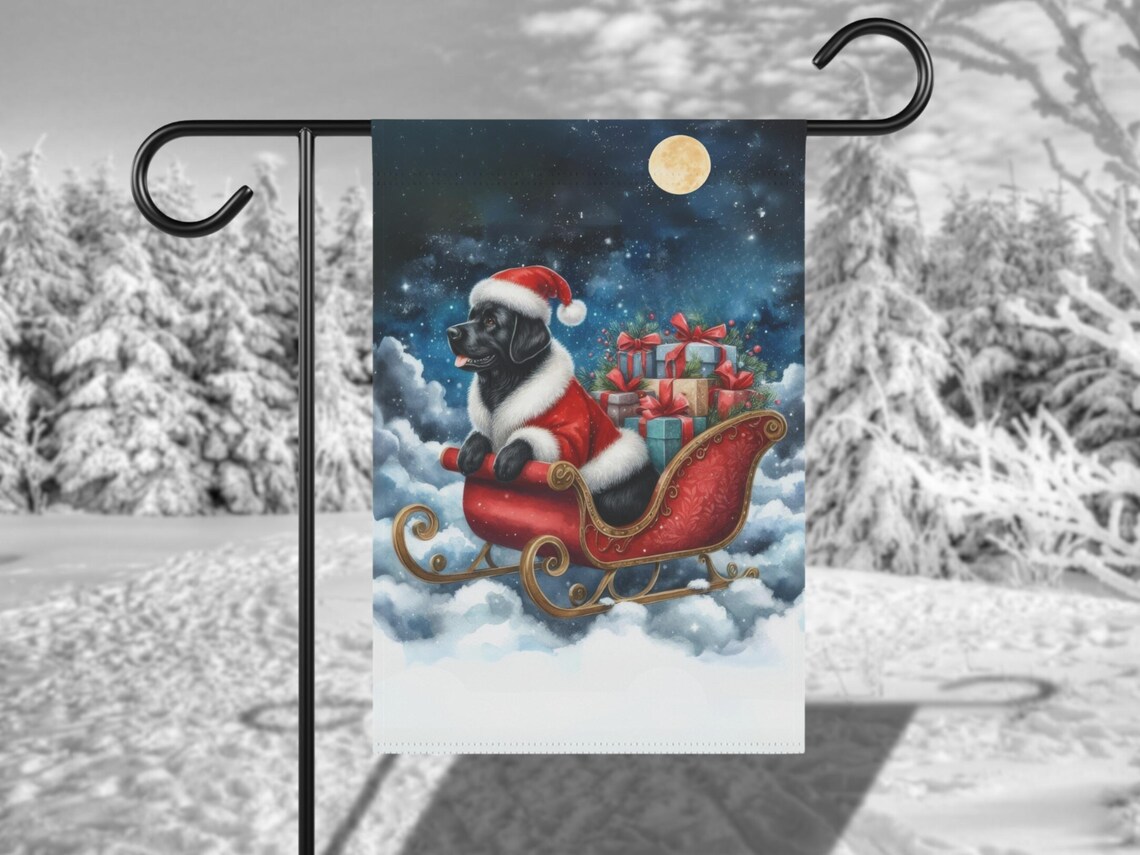 Black Lab Christmas Yard Flag, Holiday Outdoor Banner