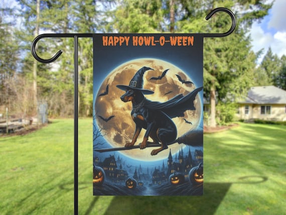 Doberman Dog Halloween Yard Flag Garden Fall House For Porch Breed Home Banner Pet Outdoor Patio Decoration