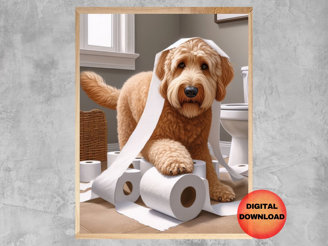 Goldendoodle Bathroom Print, Funny Toilet Art