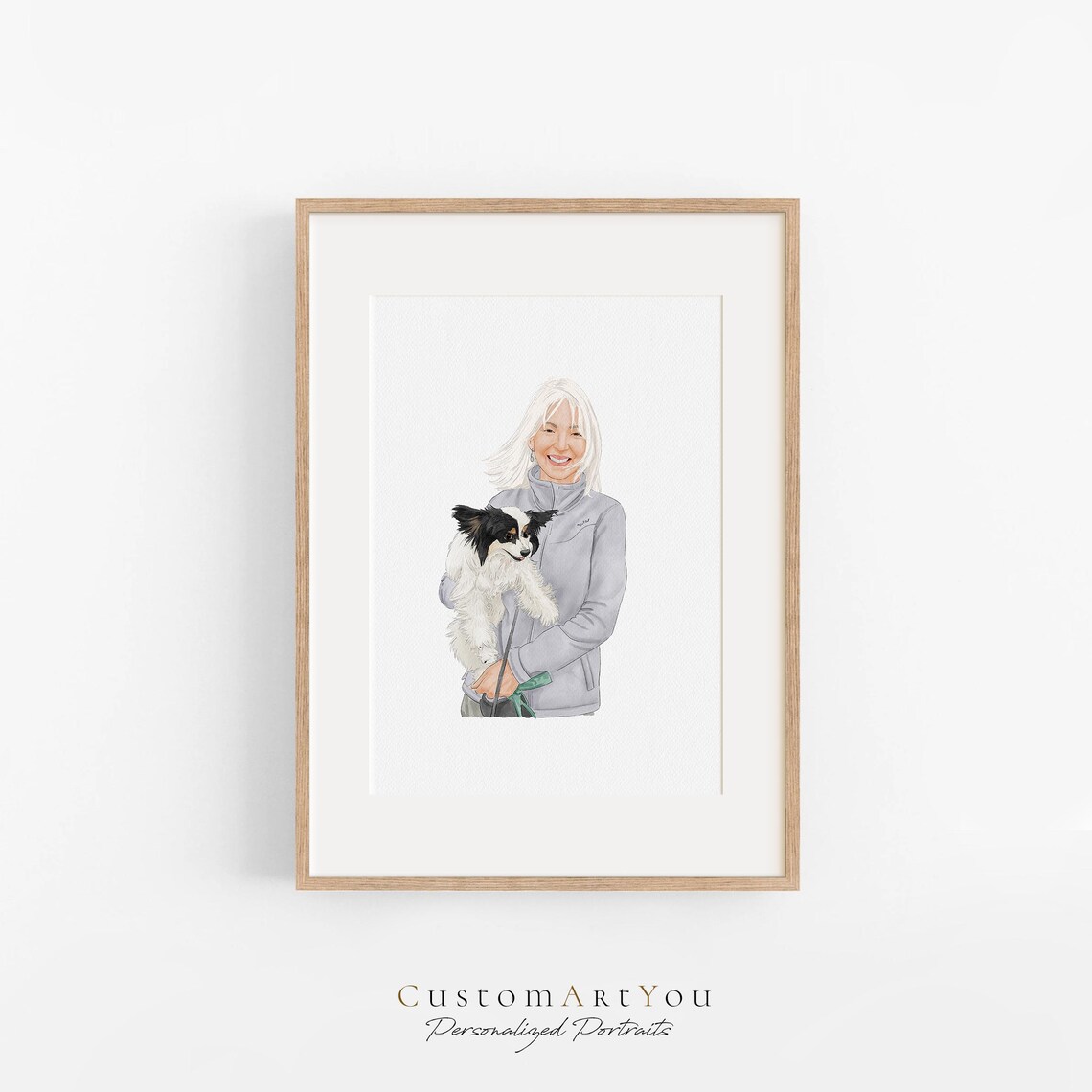 Pet And Owner Portrait Custom Watercolor Painting From Photo Pet Memorial Gift Personalized Dog Portrait Pet Lover Gifts - Image 3
