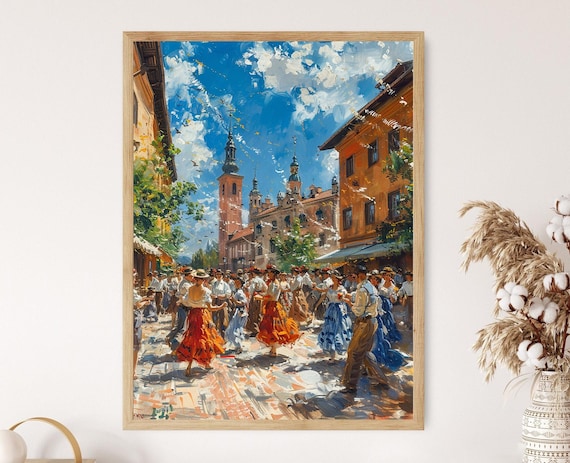 Krakow Market Square Polish Folk Dance Art Print