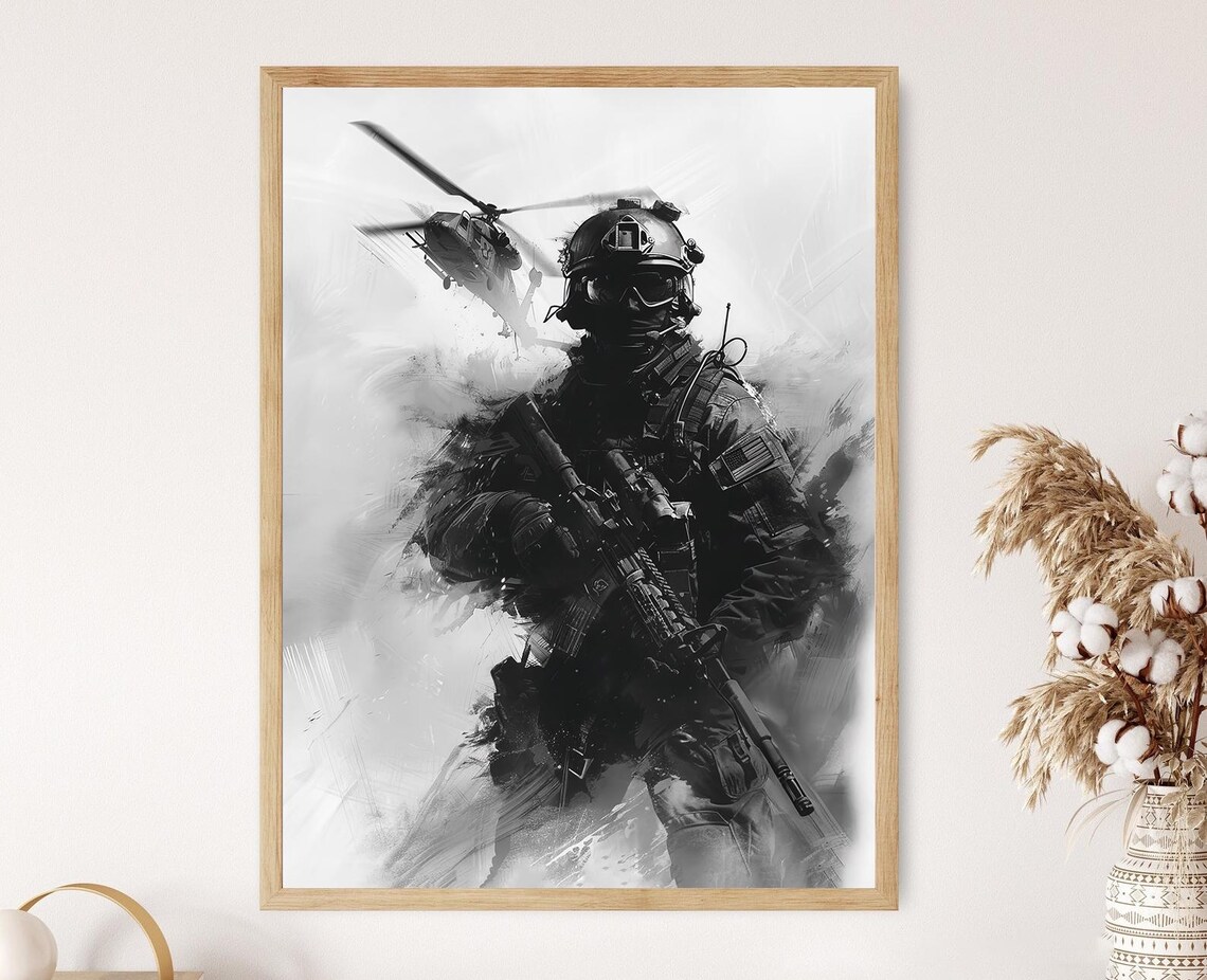 US Navy SEAL Poster Print, Black Hawk Helicopter