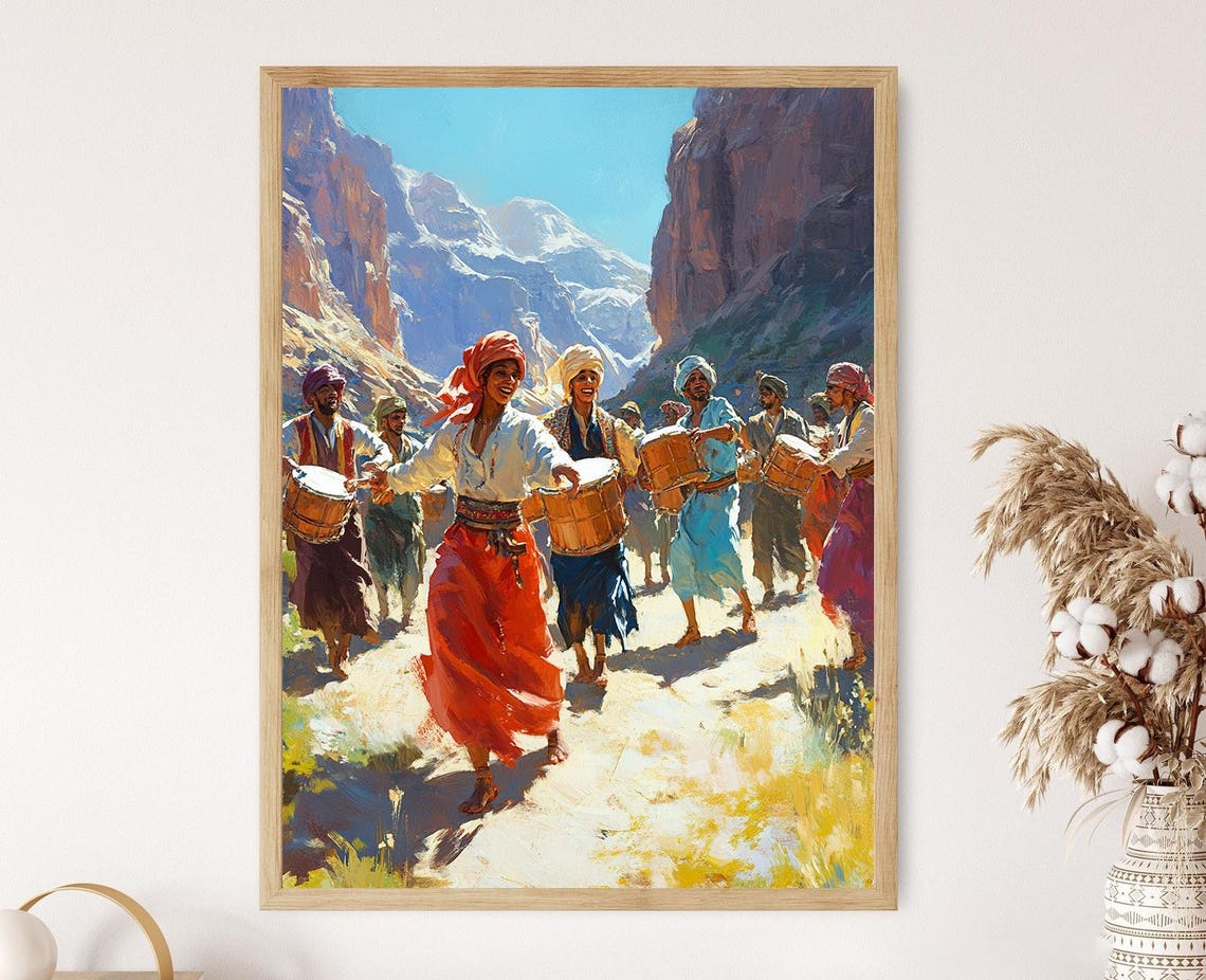 Yemeni Dance Illustration Bara Folkloric Tradition Art Print