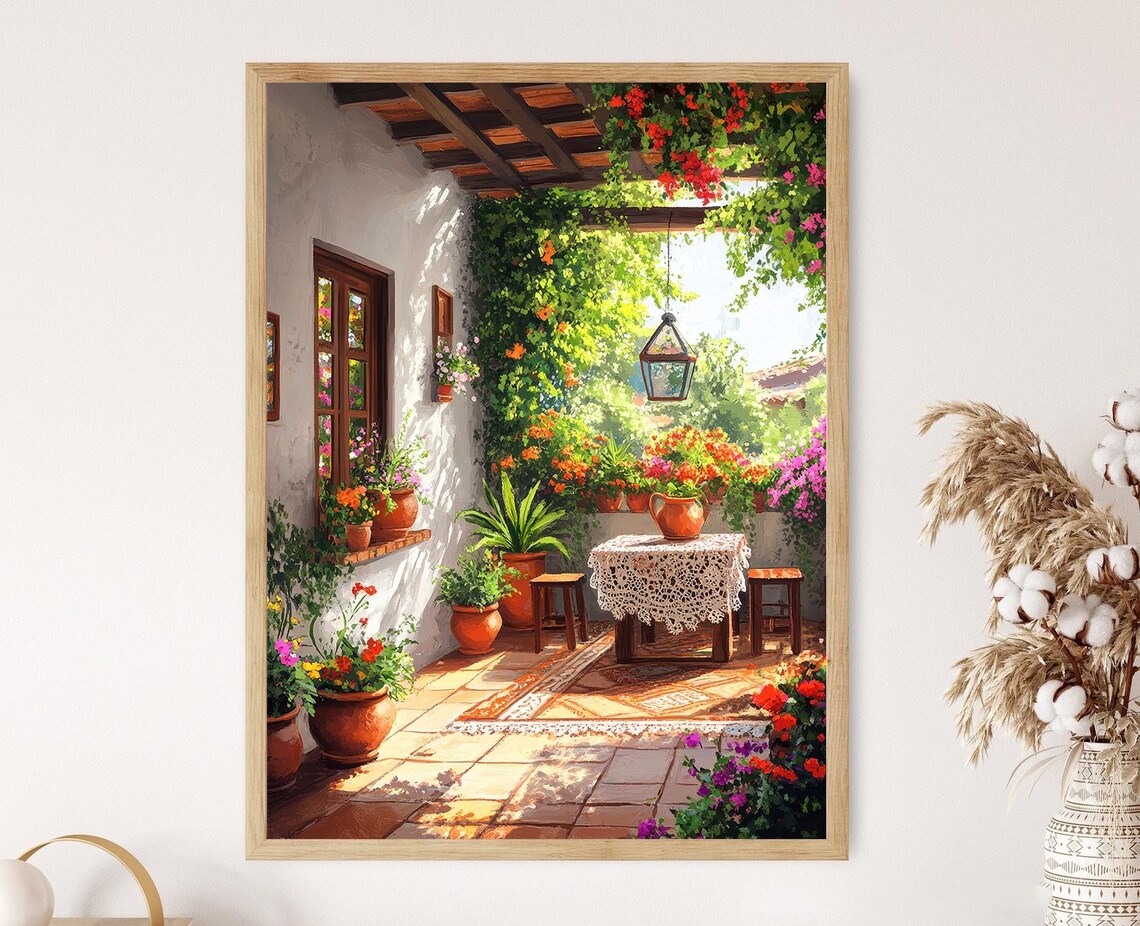 Paraguayan Patio Decor, Rustic Cultural Illustration