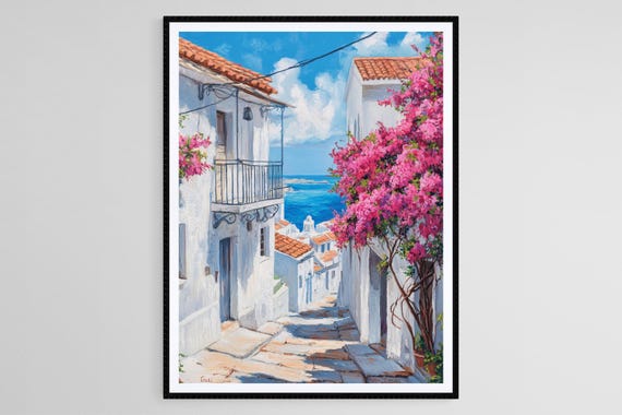 Cypriot Architecture Art Print Mediterranean White Washed Buildings