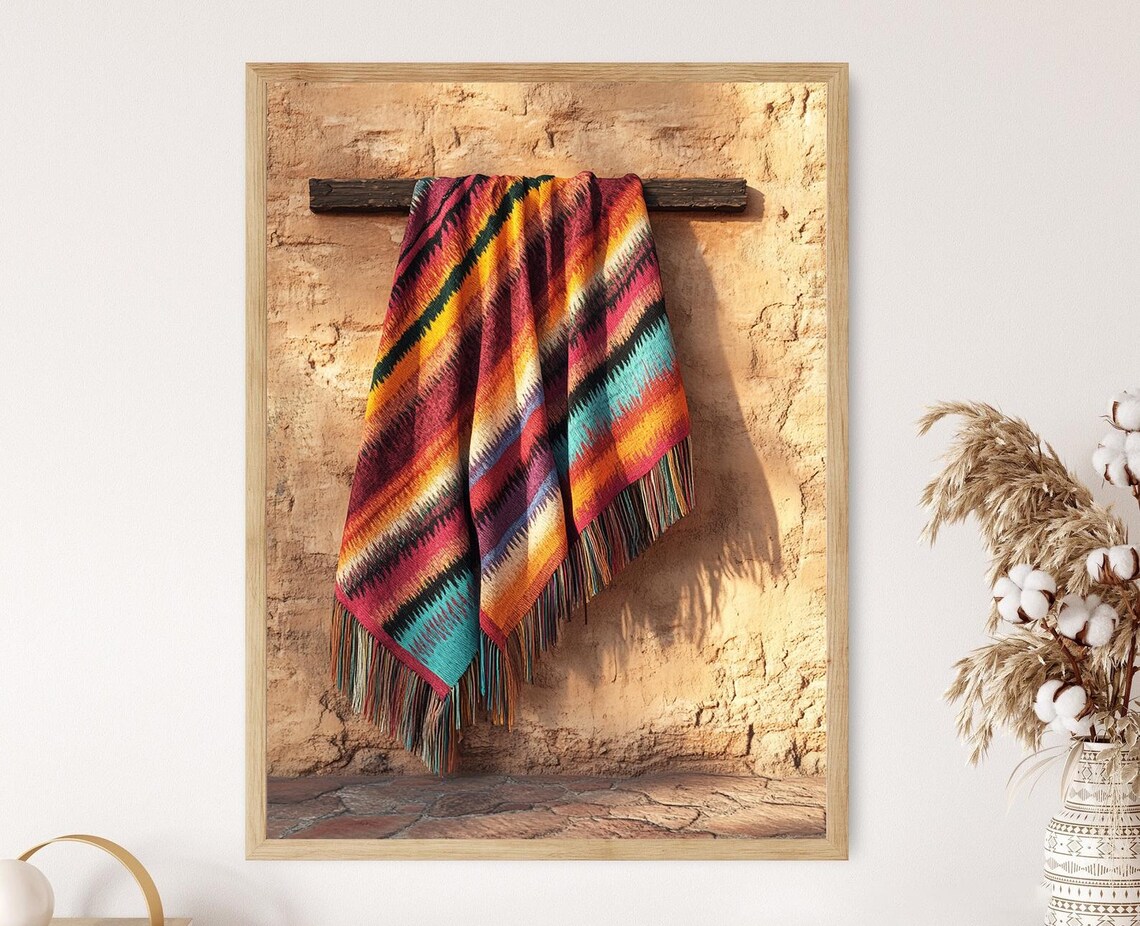 Serape Mexicano Art Print, Vibrant Cultural Decor