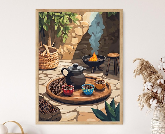 Ethiopian Rustic Kitchen Art Print Traditional Coffee Ceremony African Home Decor