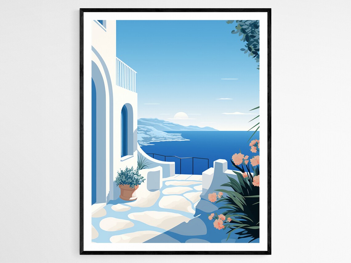 Mykonos Travel Poster, Greek Island Seascape