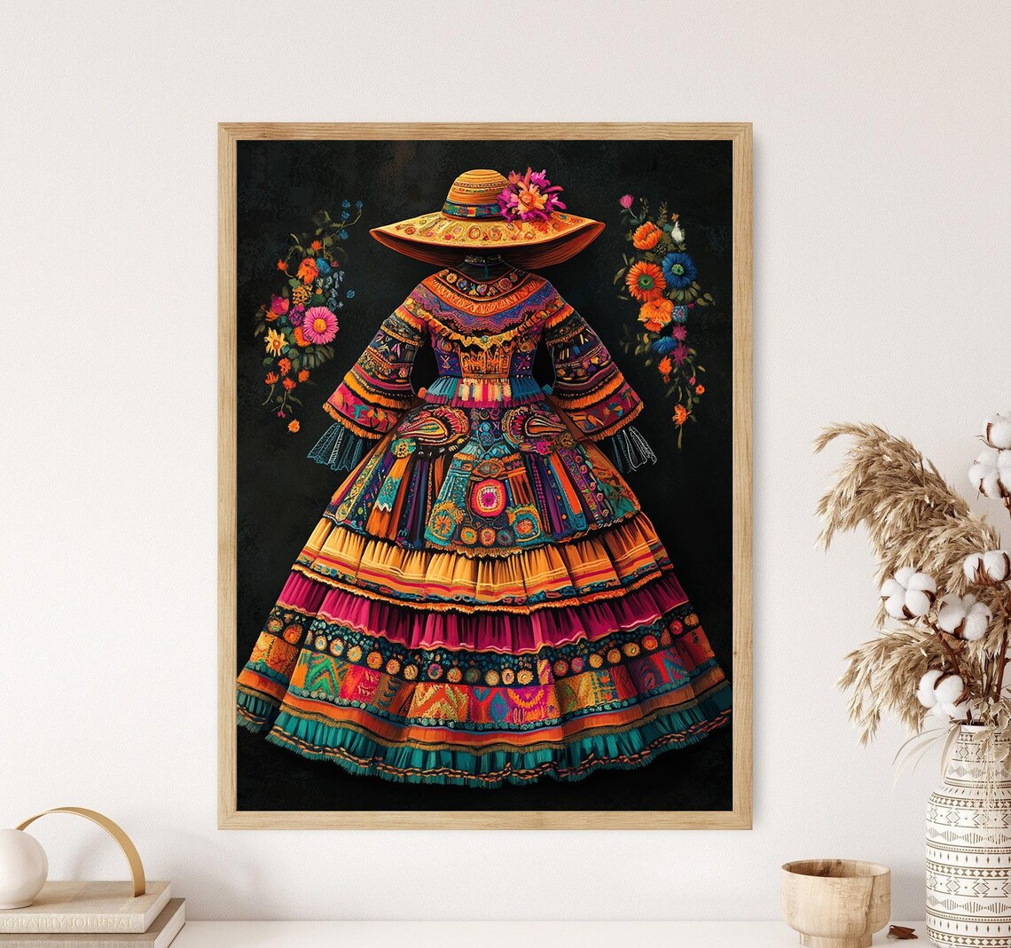 Peruvian Pollera and Chullo Hat Illustration