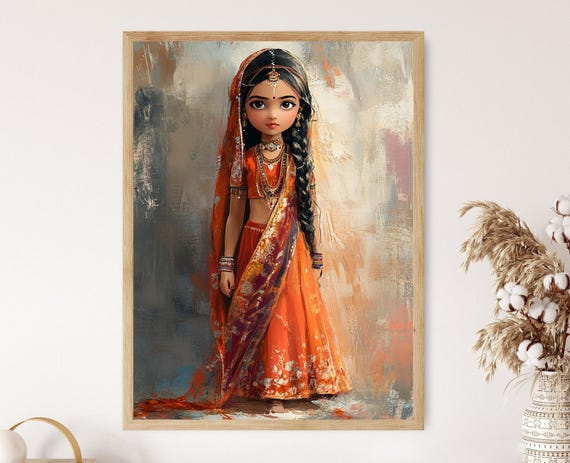 Indian Doll In Sari Art Print Punjab Wall Decor