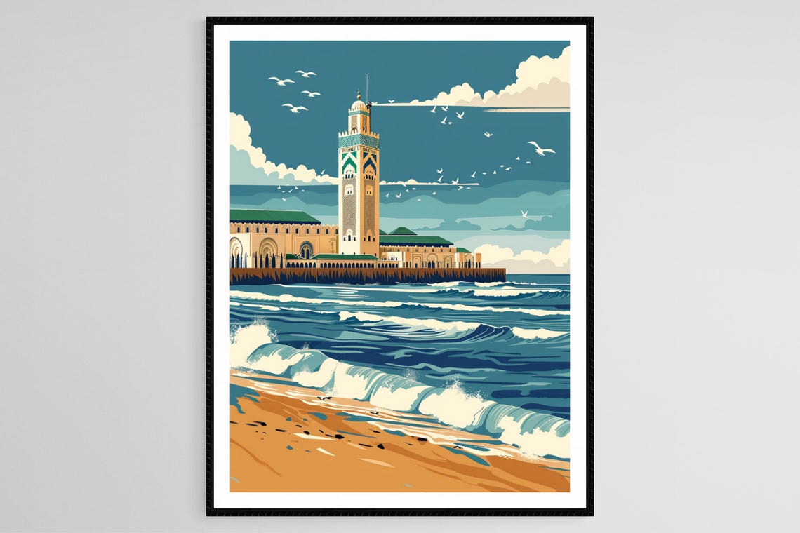 Casablanca Morocco Art Print Hassan Ii Mosque And Art Deco Architecture