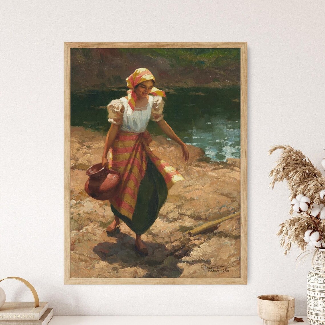 Fernando Amorsolo Woman By The Water, Vintage Art Print