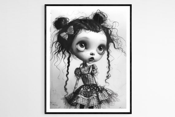 Fantastical Girl Portrait Artistic Illustration In A Whimsical Gothic Style