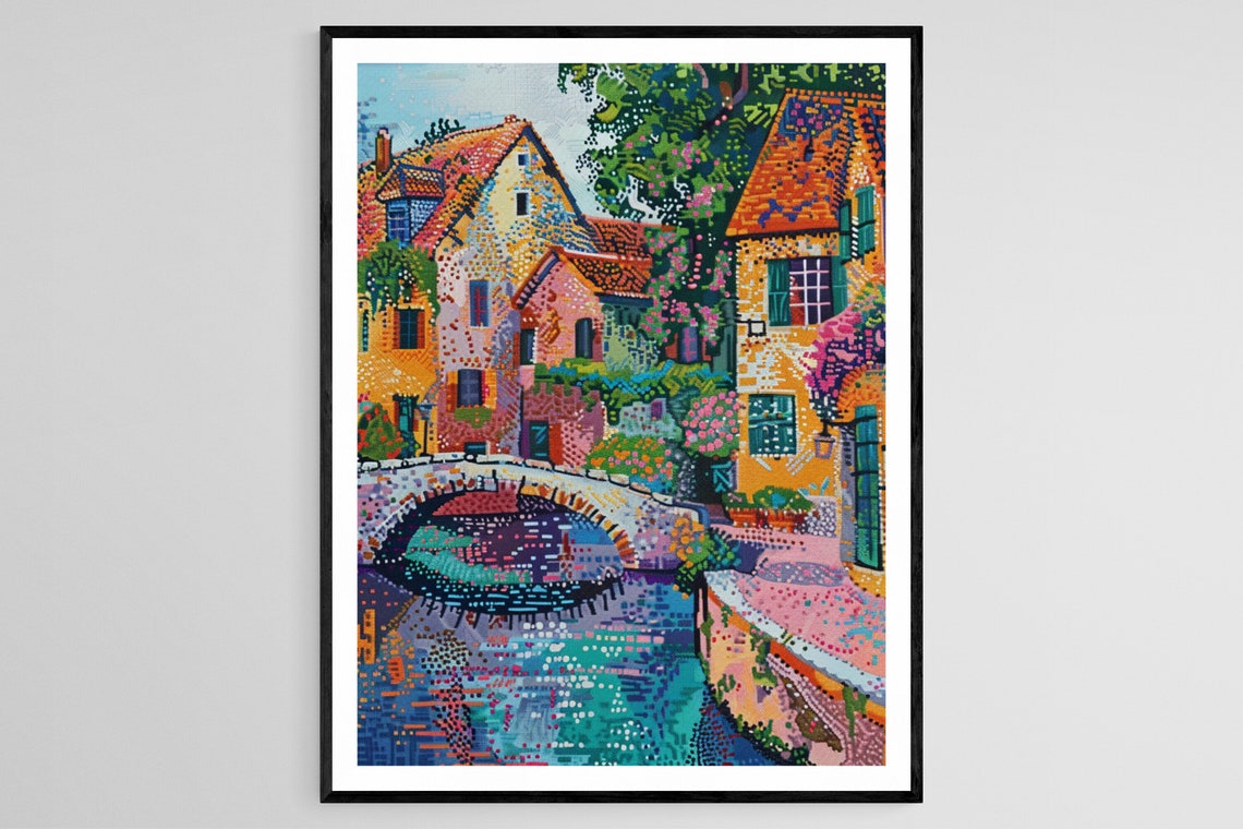 Paul Signac Inspired Pointillism Artwork Bold And Vibrant Painting Home Decor Accent Special Gift Idea