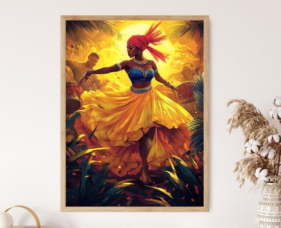 Haitian Yanvalou Dancer Illustration Carribean Dance Print
