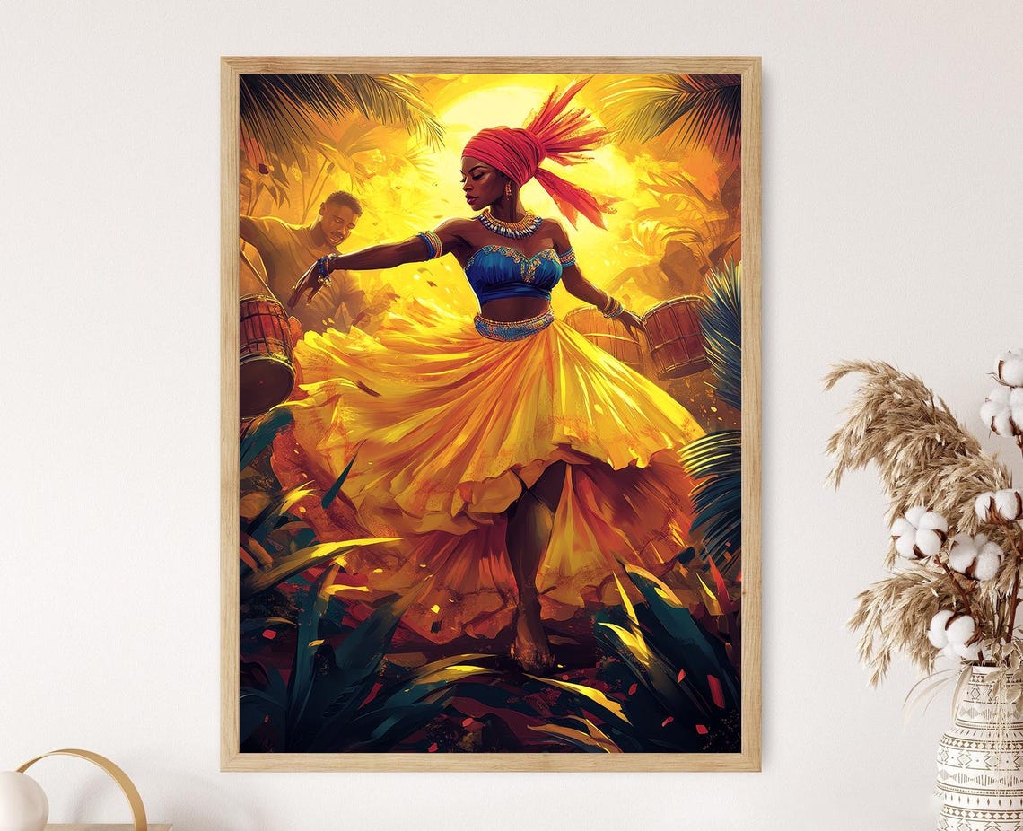 Haitian Yanvalou Dancer Illustration Carribean Dance Print