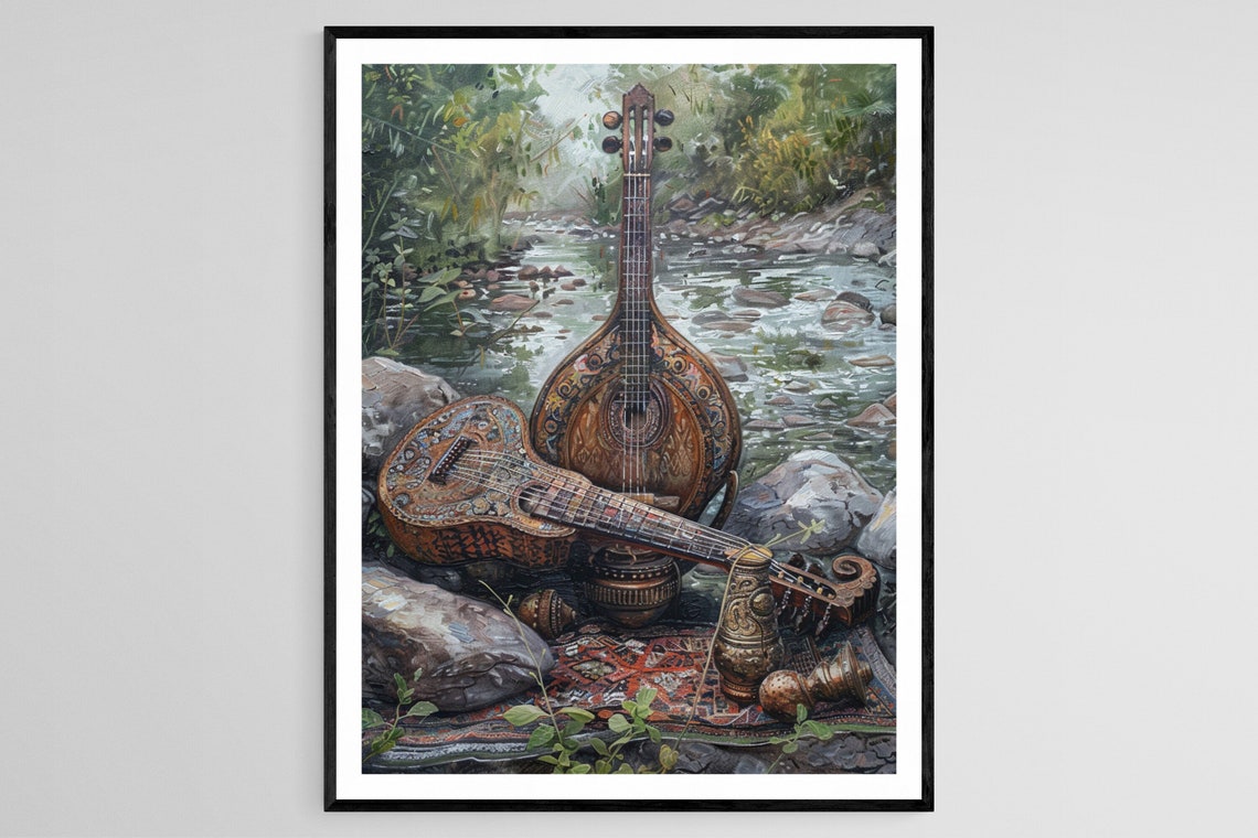 Rustic Pakhawaj With Rich Textures Art Traditional Indian Musical Instrument Painting