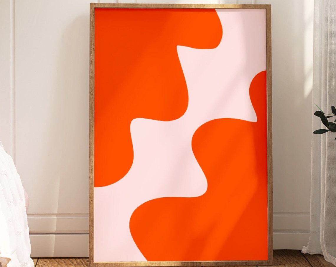 Burnt Orange Wavy Abstract Organic Shape Groovy Retro Poster