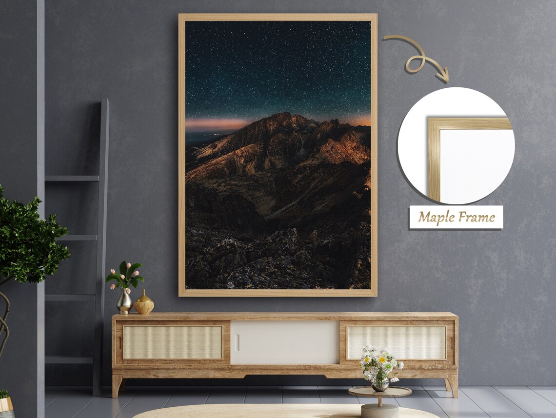 The Light Of The Stars, Mountain Landscape Night Art