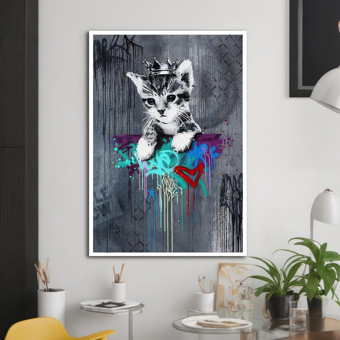 Lovely Cat Portrait, Nature Dry Tree Majestic Art Print - Image 2