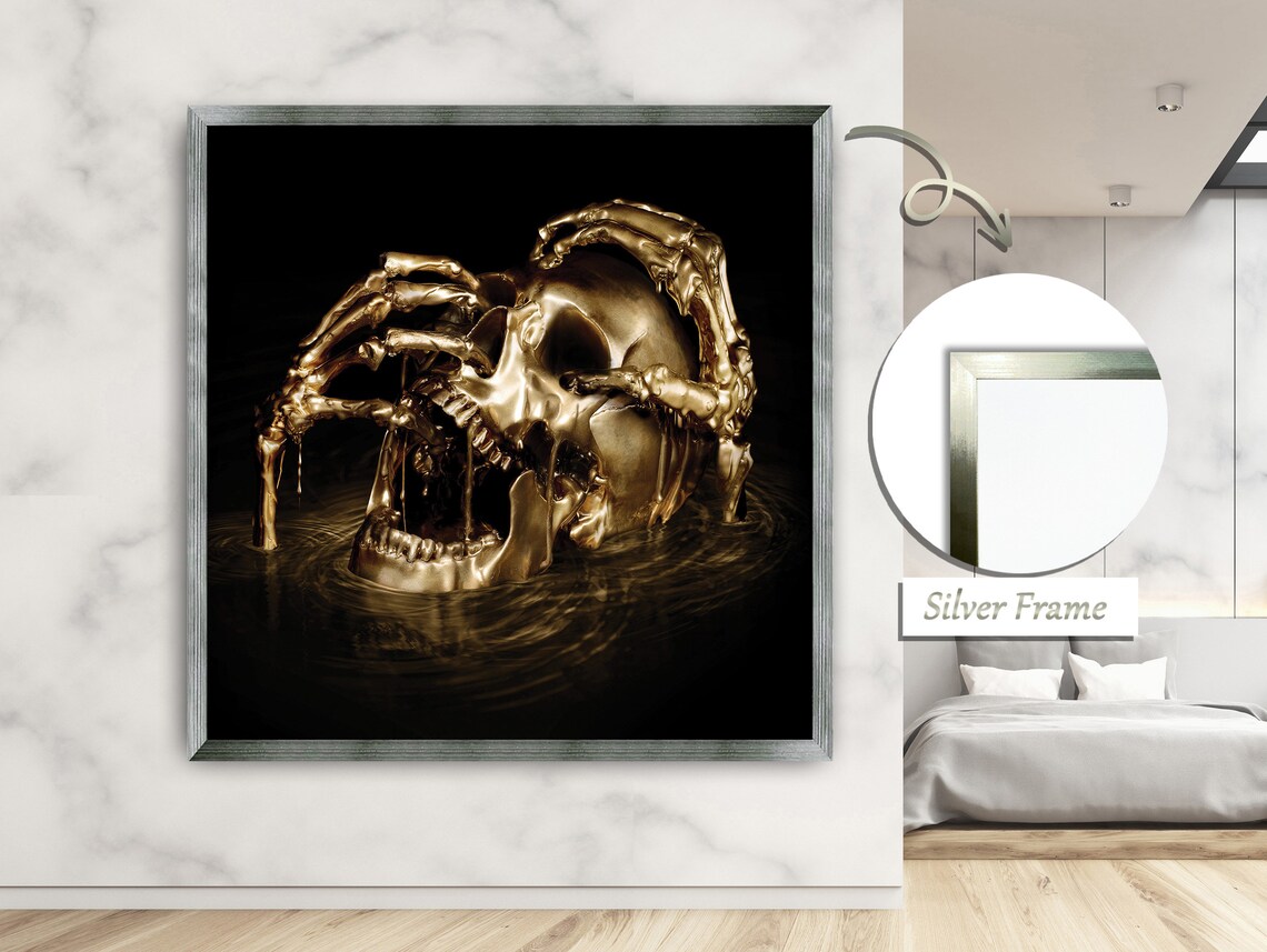 Golden Skeleton Gazing At The Sky, Contemplative Art - Image 2