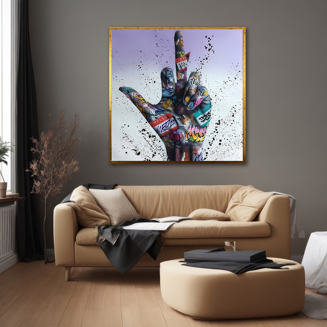 Graffiti Peace Hand Gesture, Urban Pop Art - Image 5