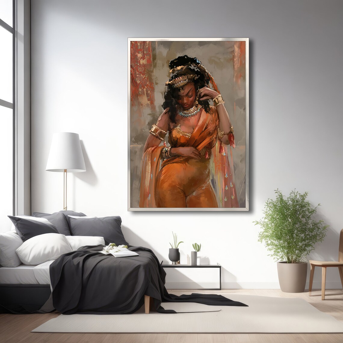 Graceful African Woman, Cultural Portrait Painting - Image 3