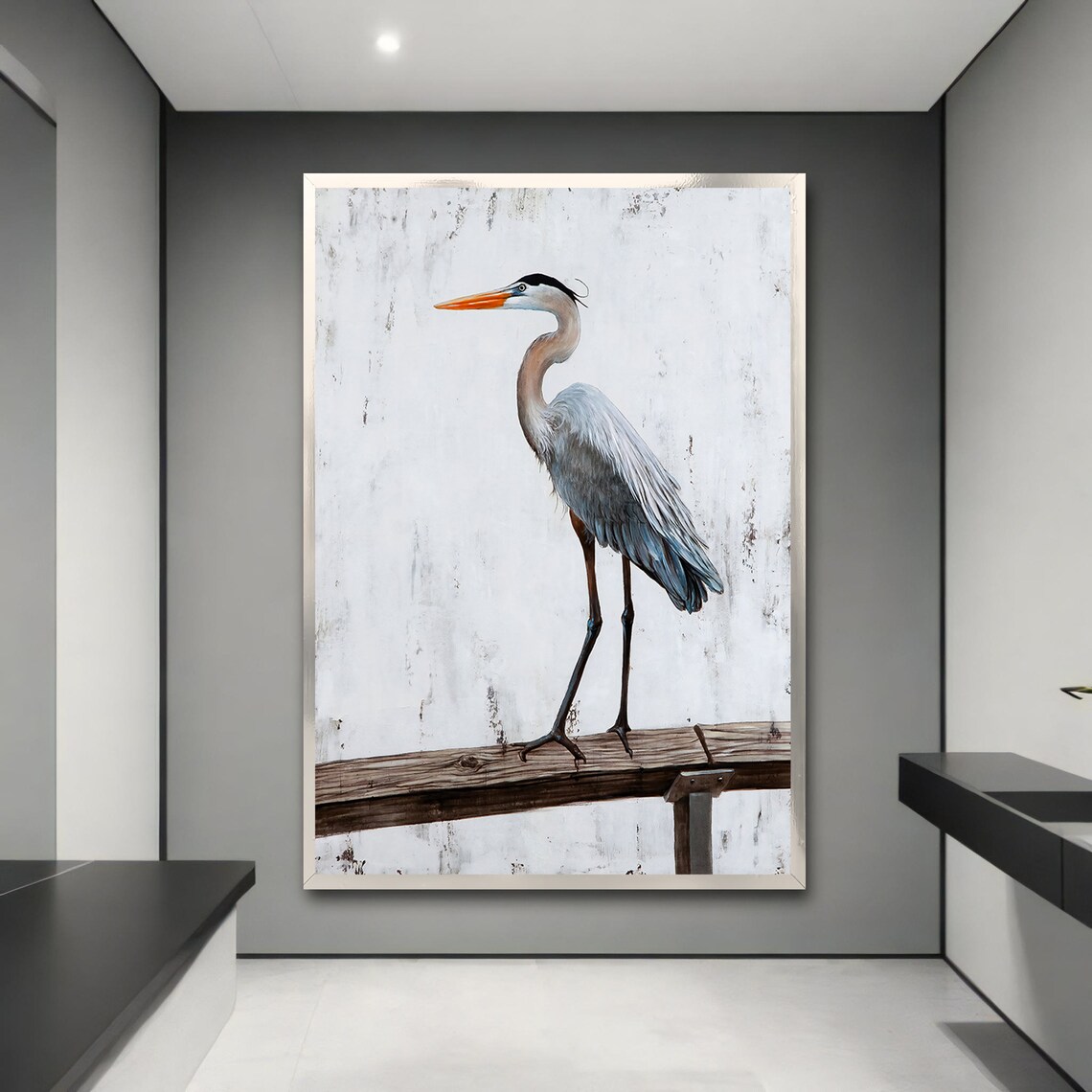 Elegant Heron Painting, Bird Art for Nature Lovers - Image 3