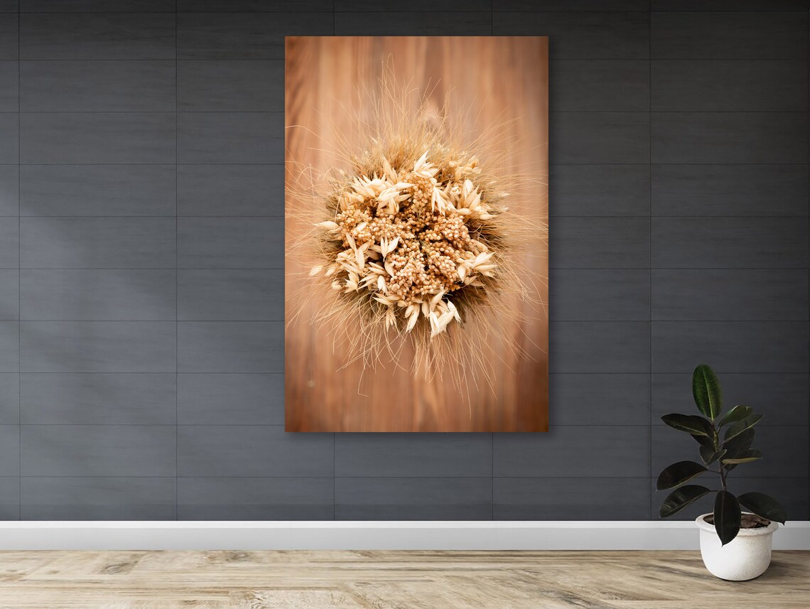 Golden Bloom Textured Floral Art Print, Rustic Charm - Image 2