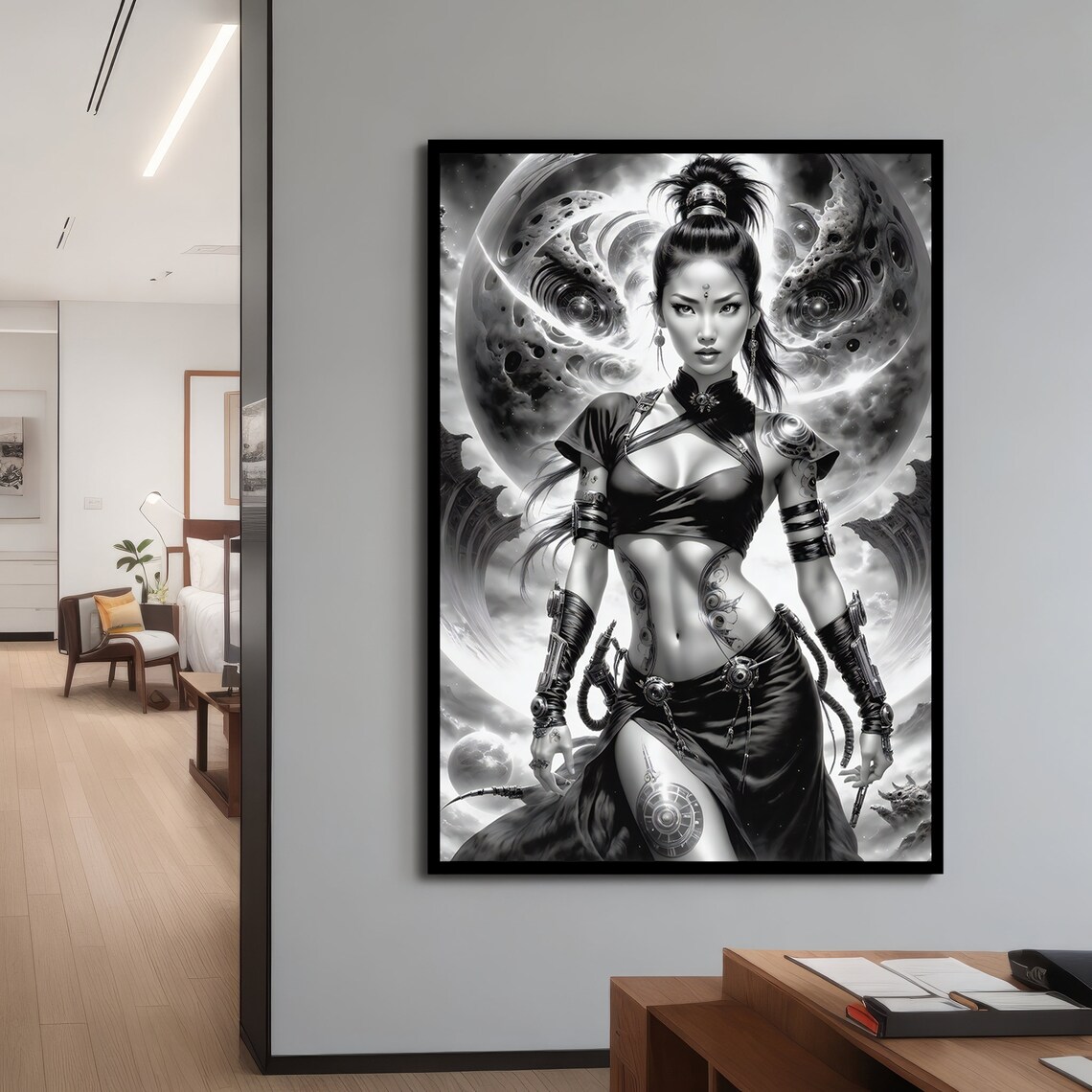 Futuristic Warrior Woman, Sci Fi Fantasy Portrait - Image 4