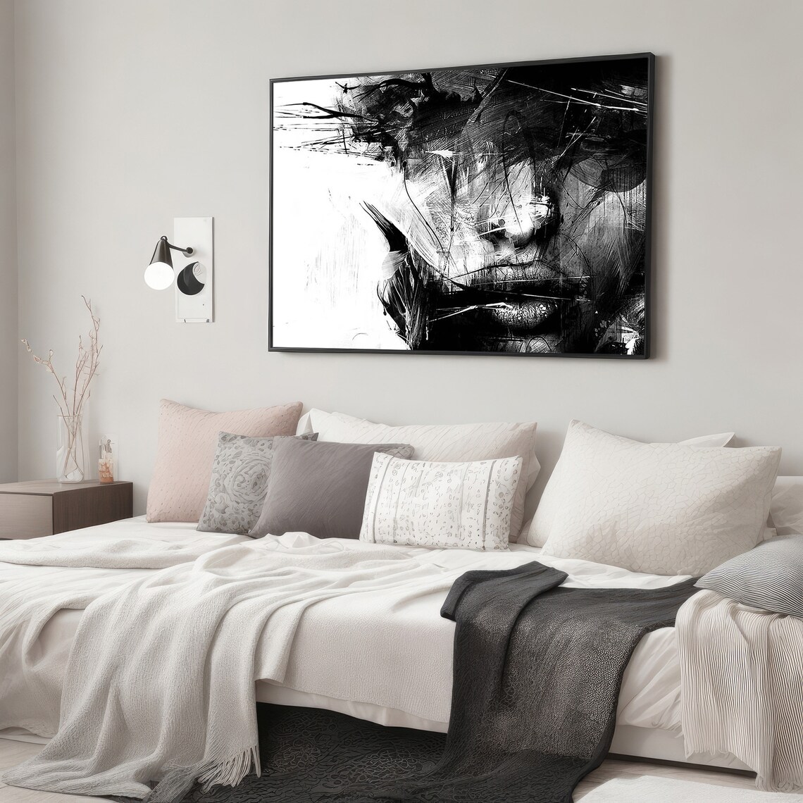 Abstract Monochrome Portrait, Modern Wall Decor - Image 5