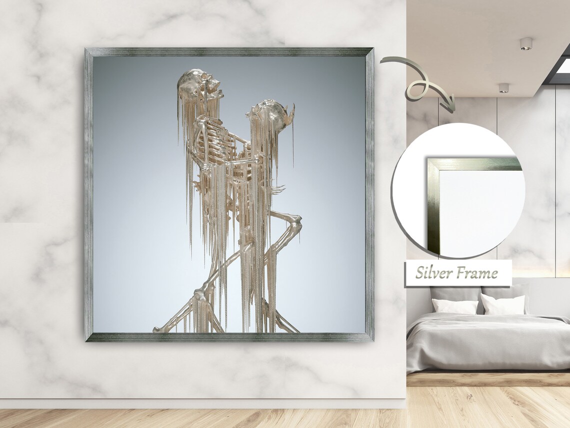 Embracing Skeleton Couple, Celestial Love Art Print - Image 2