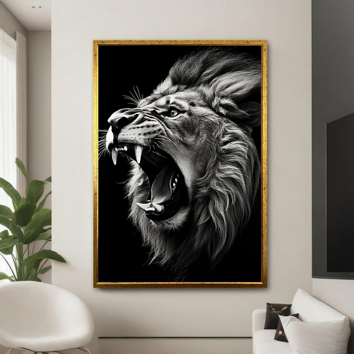 Fierce Roaring Lion Painting, Animal Art - Image 5