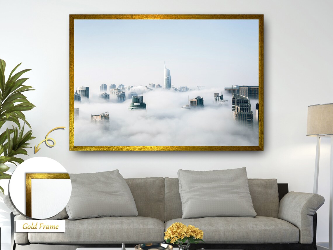 Rising Above The Clouds, Skyward Skyscrapers Art Print - Image 4