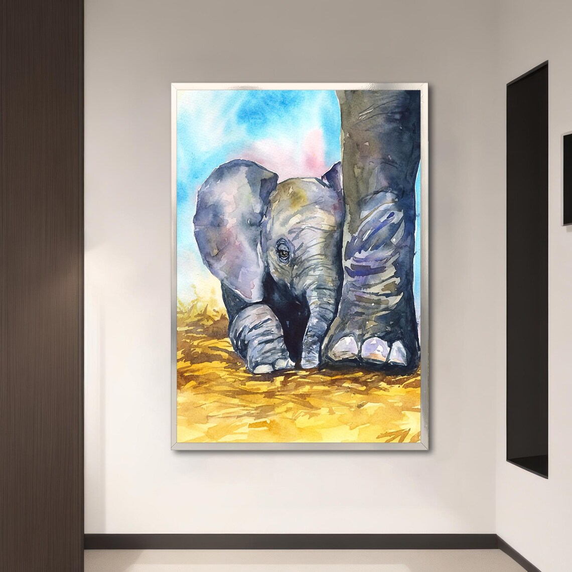 Baby Elephant Art Print, Heartwarming Animal Gift - Image 2