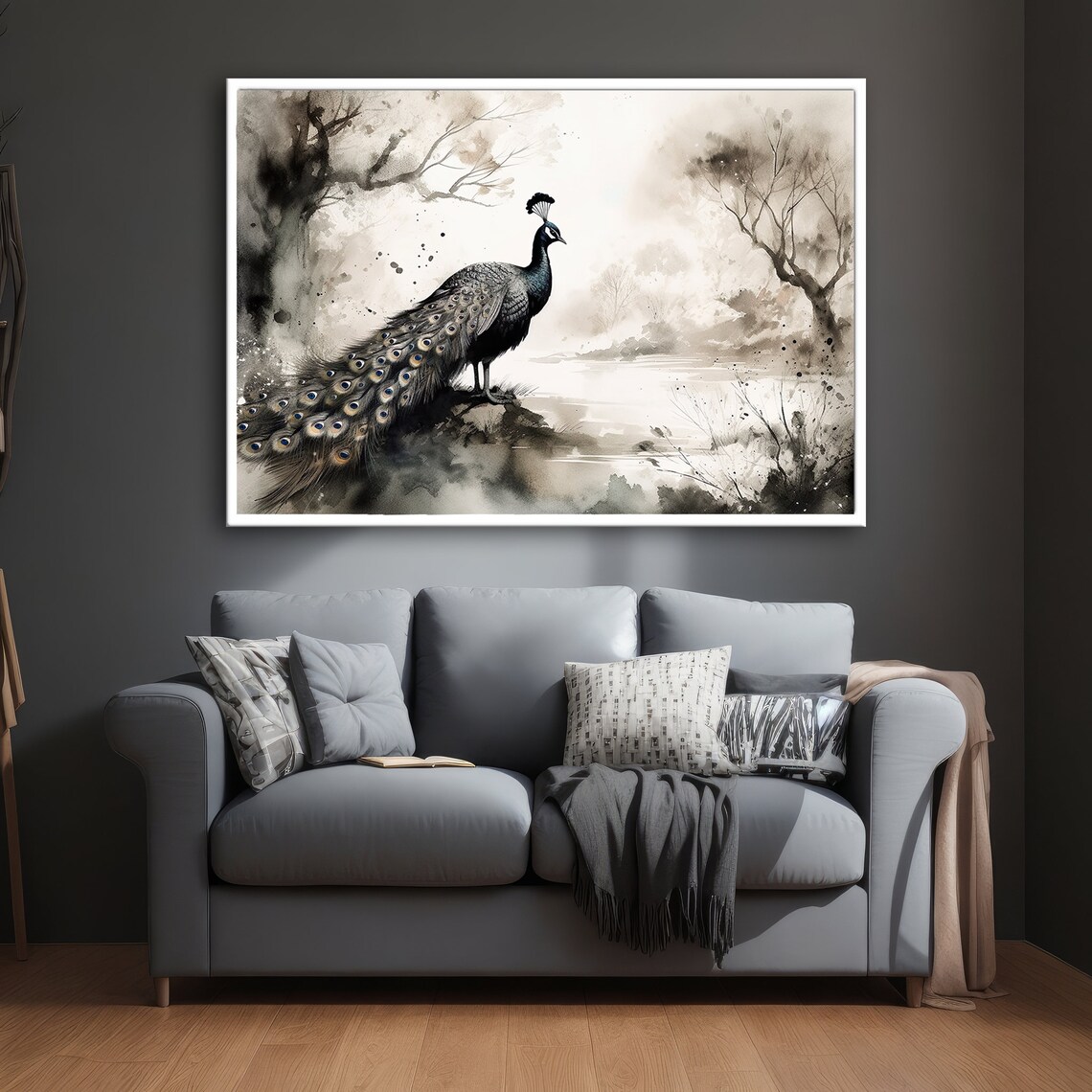 Elegant Peacock Painting, Modern Animal Art - Image 2