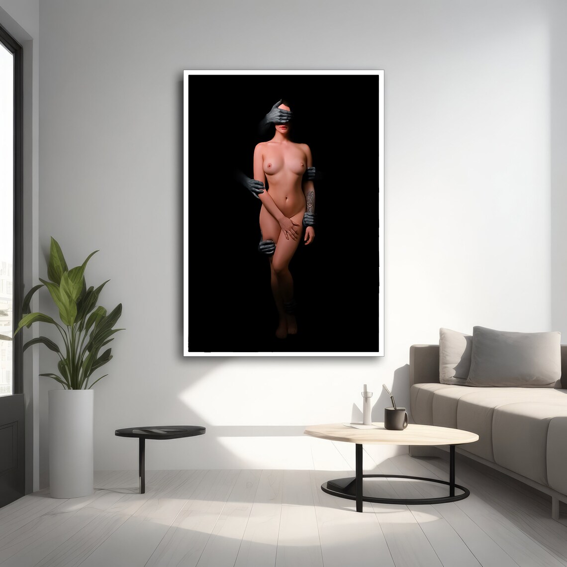 Sexy Woman And Hands Art, Nude Figure Print - Image 3