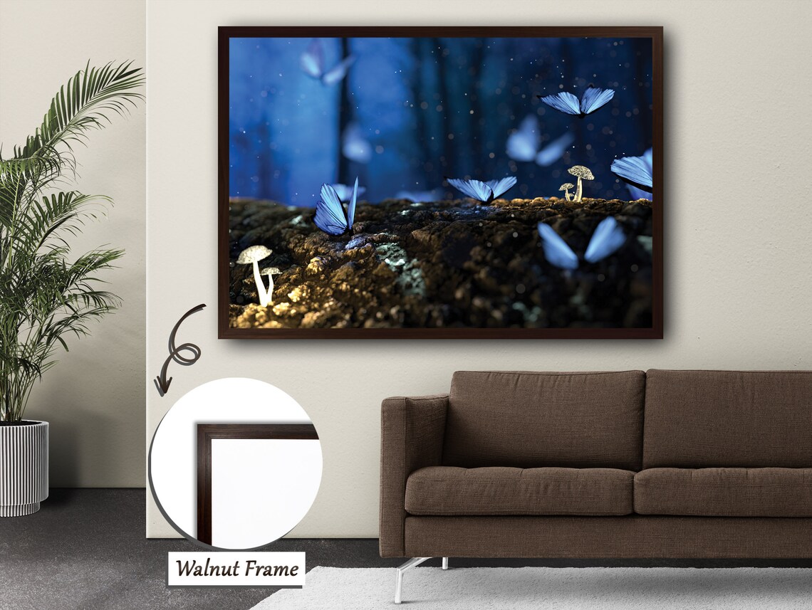 Luminous Night In The Forest, Firefly Butterflies Art Print - Image 4