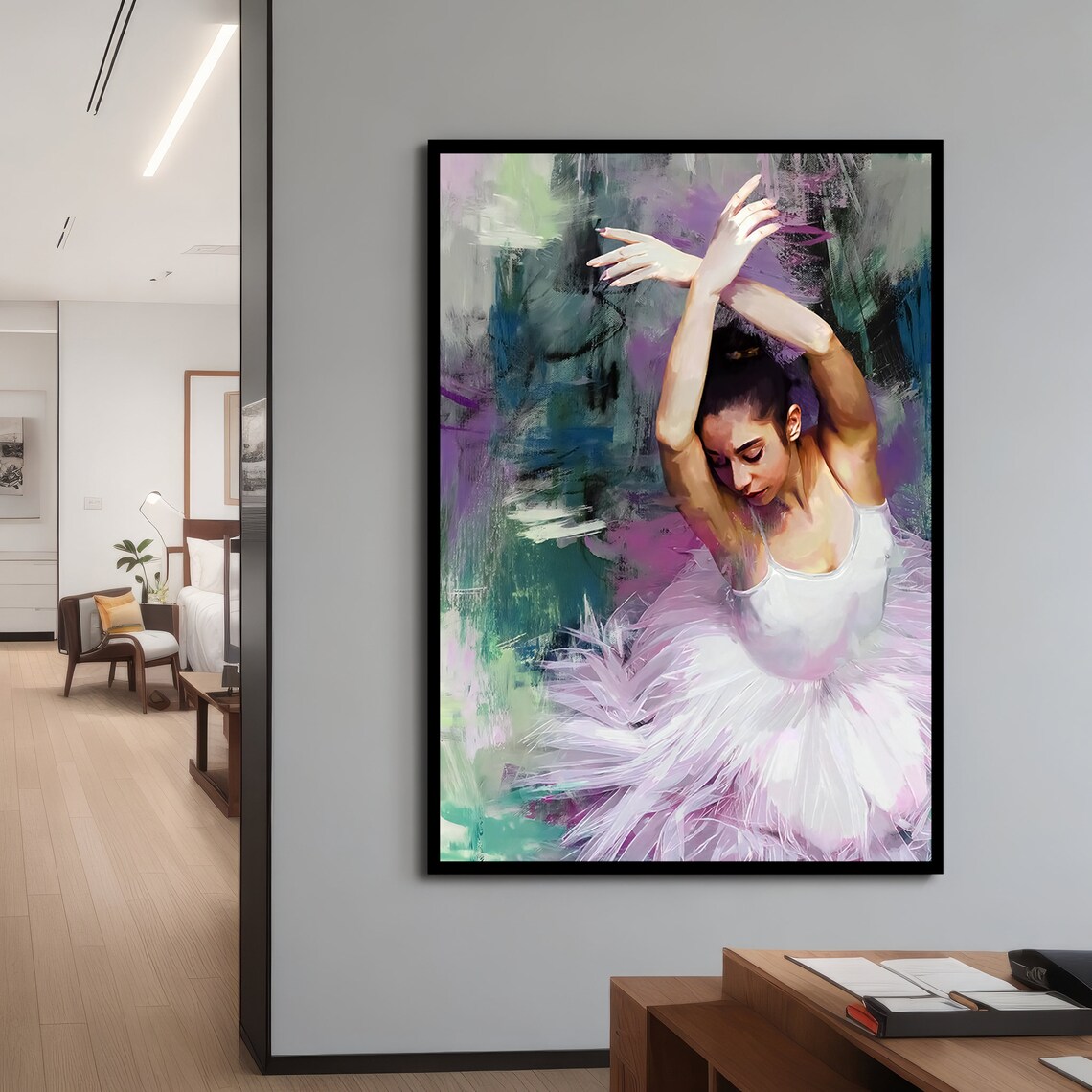 Graceful Ballerina In White, Ballet Lovers Decor - Image 4